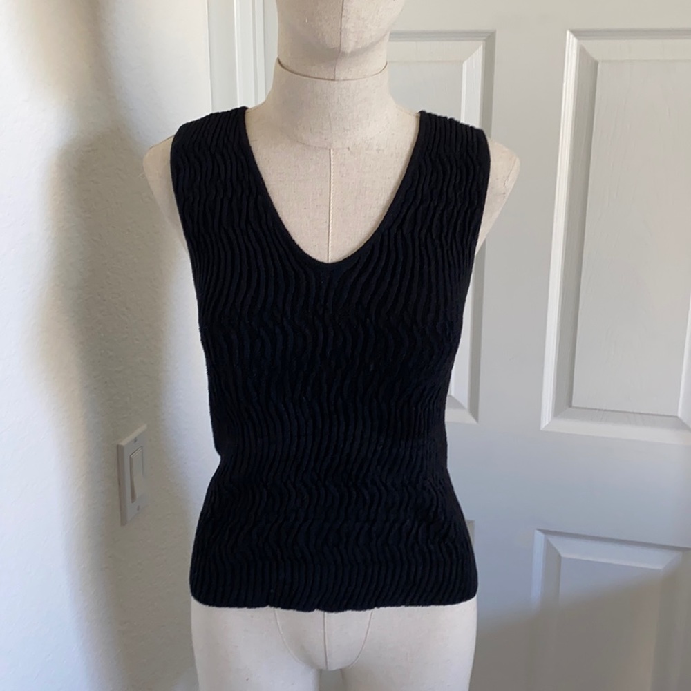 Armani Collezioni Black Textured Sleeveless Top